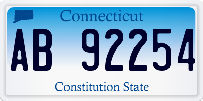 CT license plate AB92254