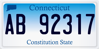 CT license plate AB92317