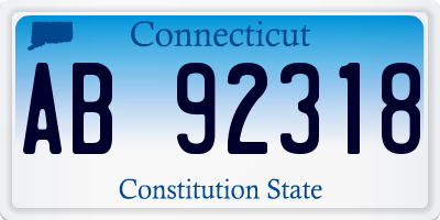 CT license plate AB92318