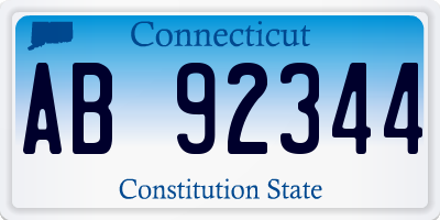 CT license plate AB92344