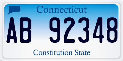 CT license plate AB92348