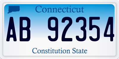 CT license plate AB92354