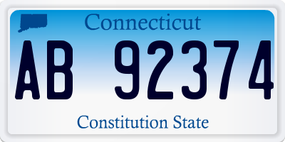 CT license plate AB92374