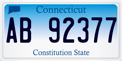 CT license plate AB92377