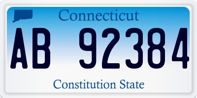 CT license plate AB92384