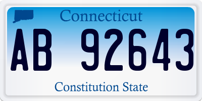 CT license plate AB92643