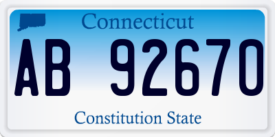 CT license plate AB92670