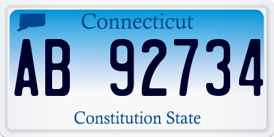 CT license plate AB92734