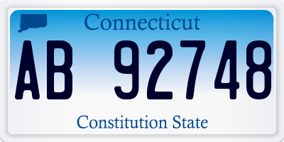 CT license plate AB92748