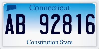 CT license plate AB92816