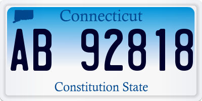 CT license plate AB92818