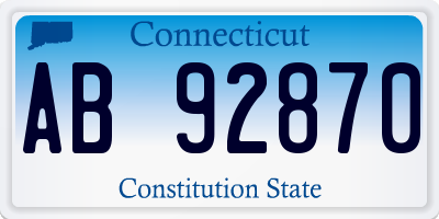 CT license plate AB92870