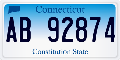 CT license plate AB92874