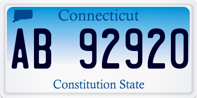 CT license plate AB92920