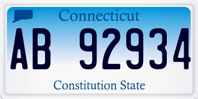 CT license plate AB92934