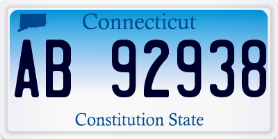 CT license plate AB92938