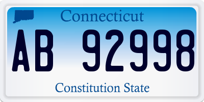 CT license plate AB92998