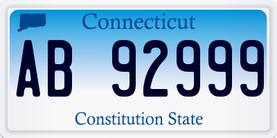 CT license plate AB92999