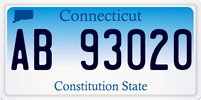 CT license plate AB93020