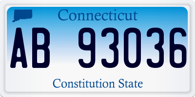 CT license plate AB93036