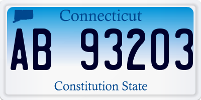 CT license plate AB93203