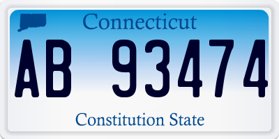 CT license plate AB93474