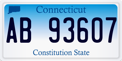 CT license plate AB93607
