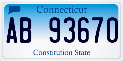 CT license plate AB93670