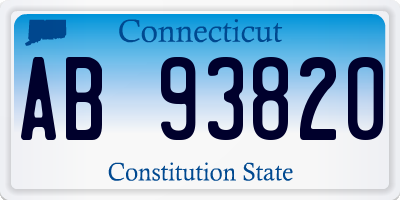 CT license plate AB93820