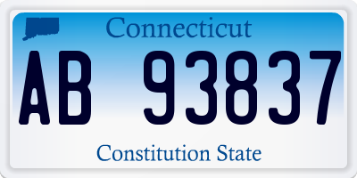 CT license plate AB93837