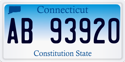 CT license plate AB93920