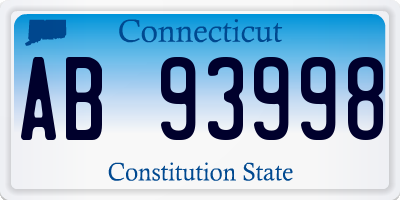 CT license plate AB93998