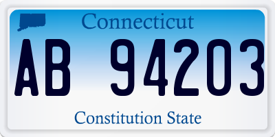 CT license plate AB94203