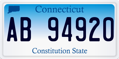 CT license plate AB94920