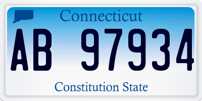 CT license plate AB97934