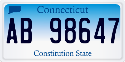 CT license plate AB98647