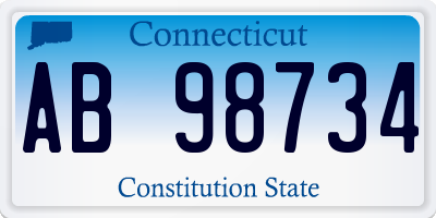 CT license plate AB98734