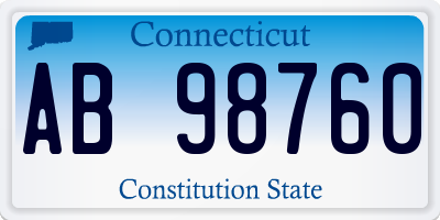 CT license plate AB98760