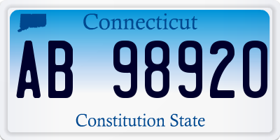 CT license plate AB98920