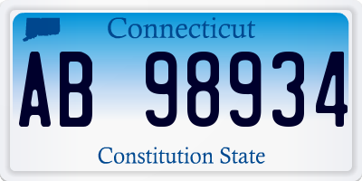 CT license plate AB98934