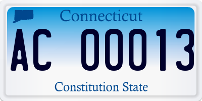 CT license plate AC00013
