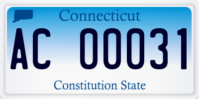 CT license plate AC00031
