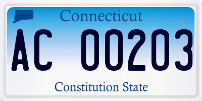 CT license plate AC00203