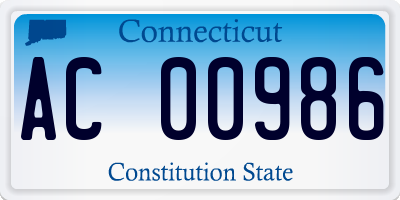 CT license plate AC00986