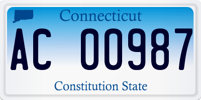 CT license plate AC00987