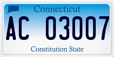 CT license plate AC03007