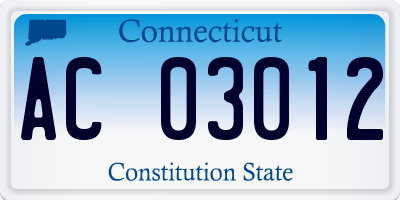 CT license plate AC03012