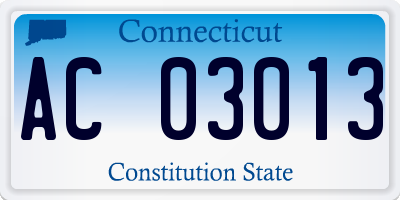 CT license plate AC03013