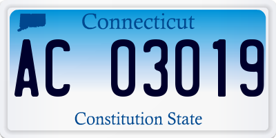 CT license plate AC03019