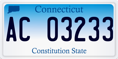 CT license plate AC03233